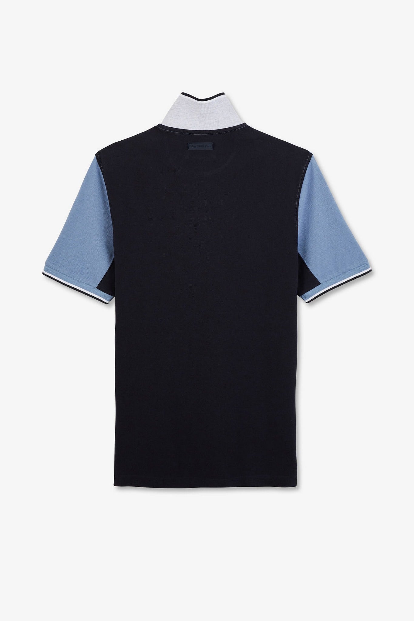 Short-sleeved blue colour-block polo shirt