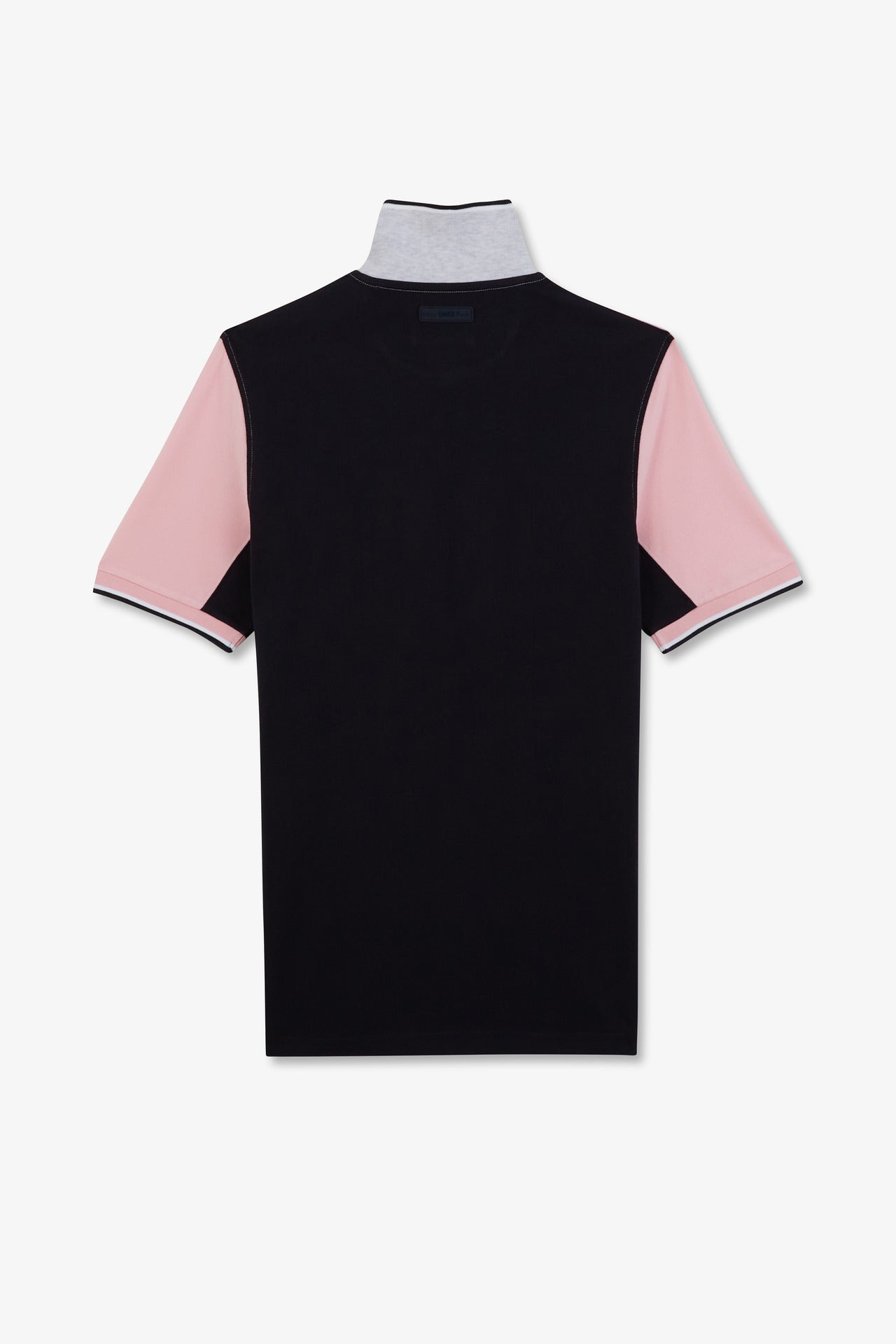 Pink short-sleeved colour-block polo shirt
