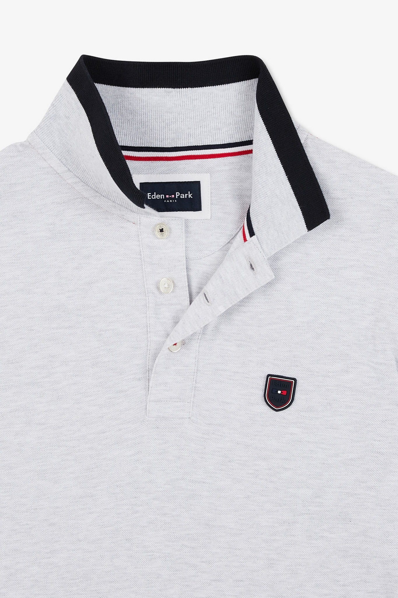 Grey marled short-sleeved polo shirt