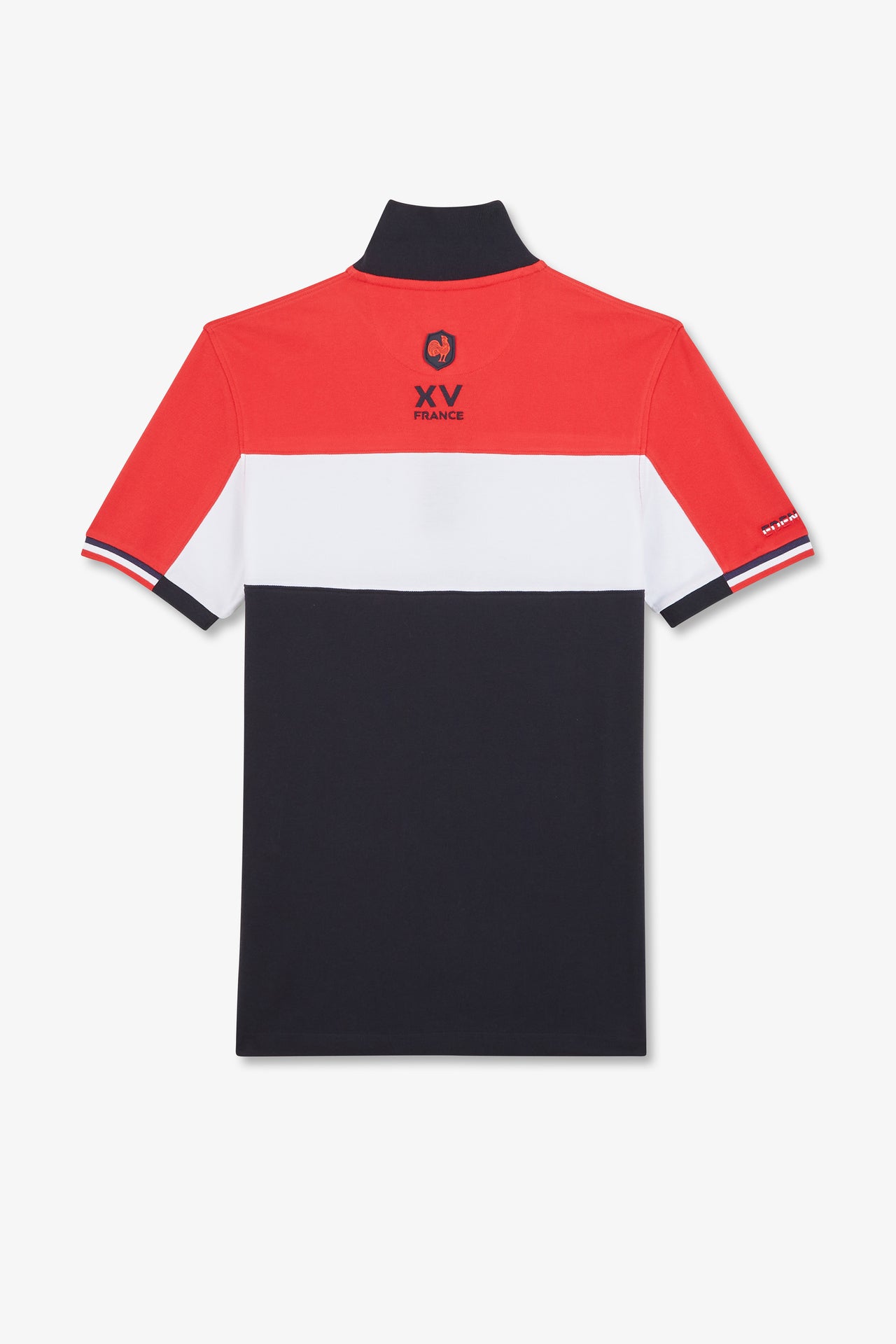 Polo colorblock rouge en coton piqué à broderie XV de France