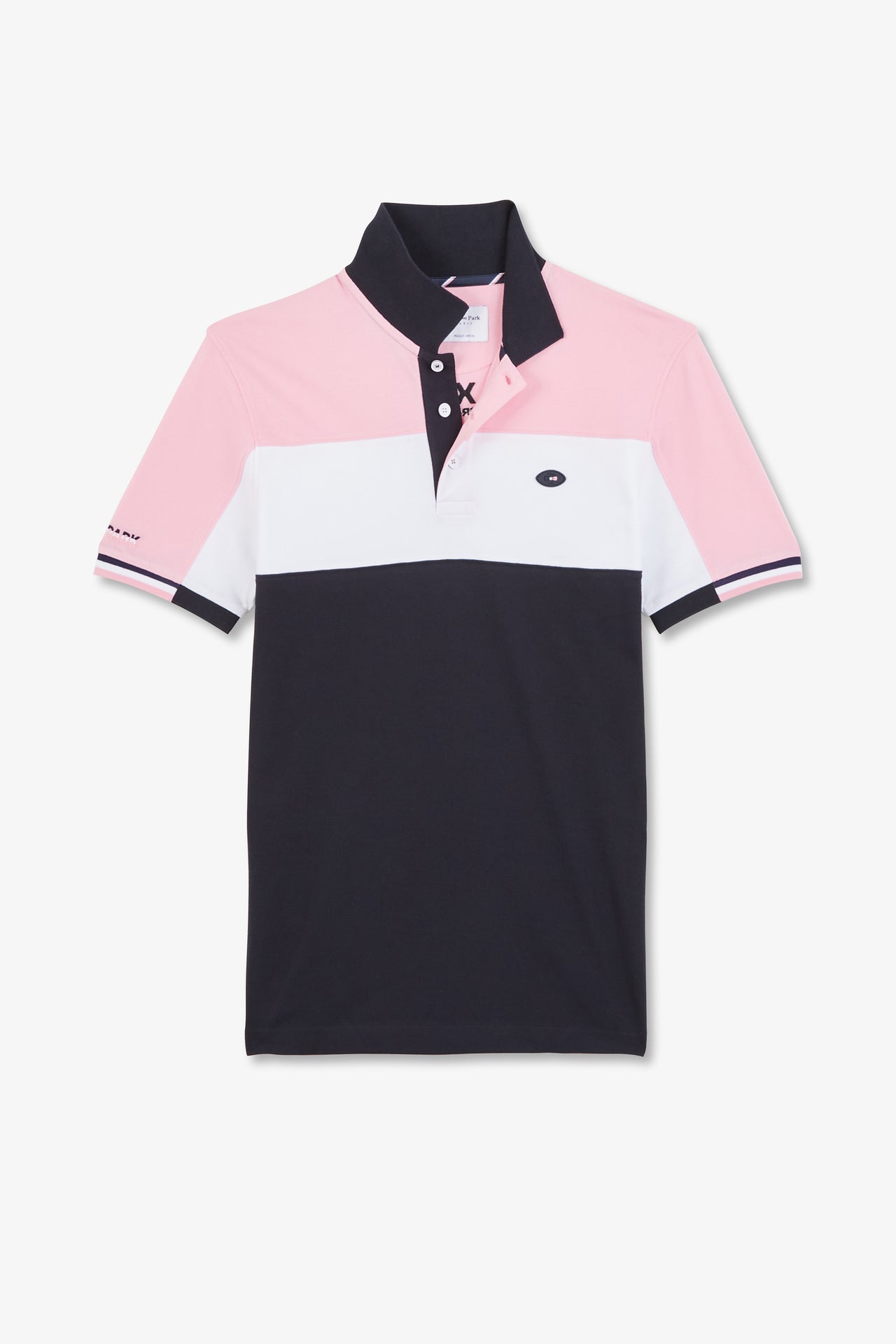 Pink colour-block polo shirt in cotton pique with XV de France embroidery