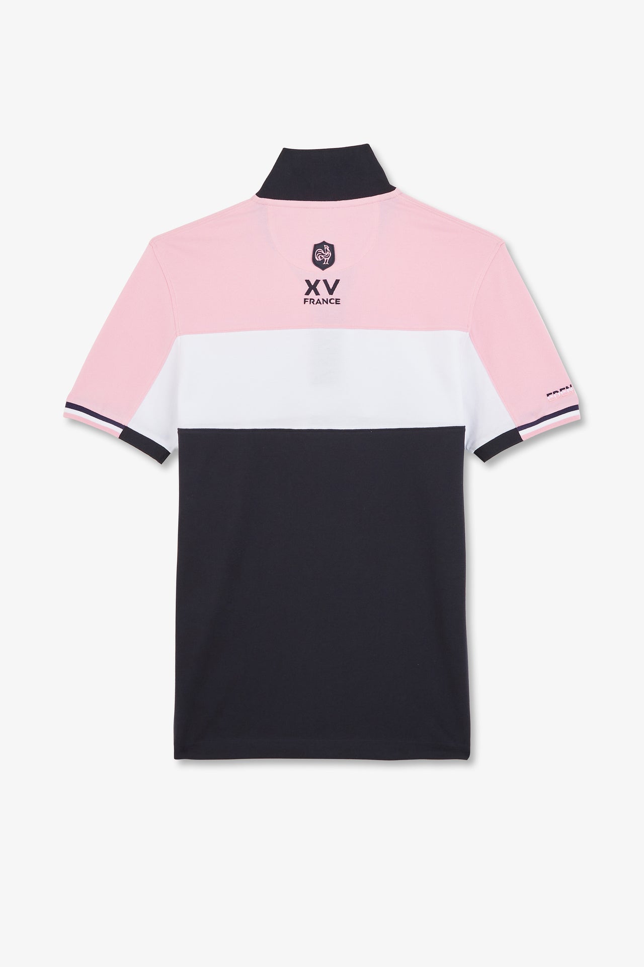 Pink colour-block polo shirt in cotton pique with XV de France embroidery