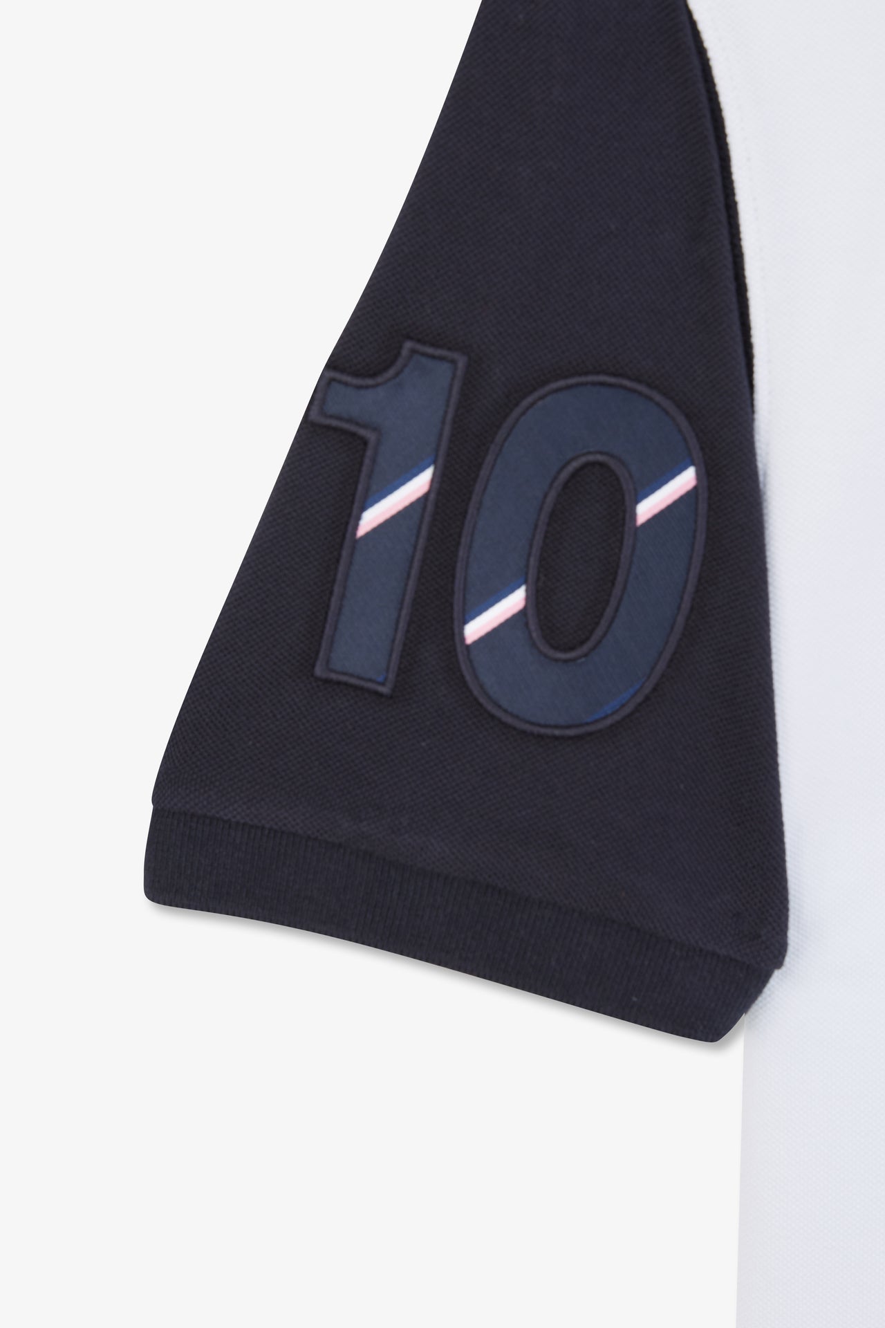 Polo colorblock rose en coton piqué à broderie XV de France