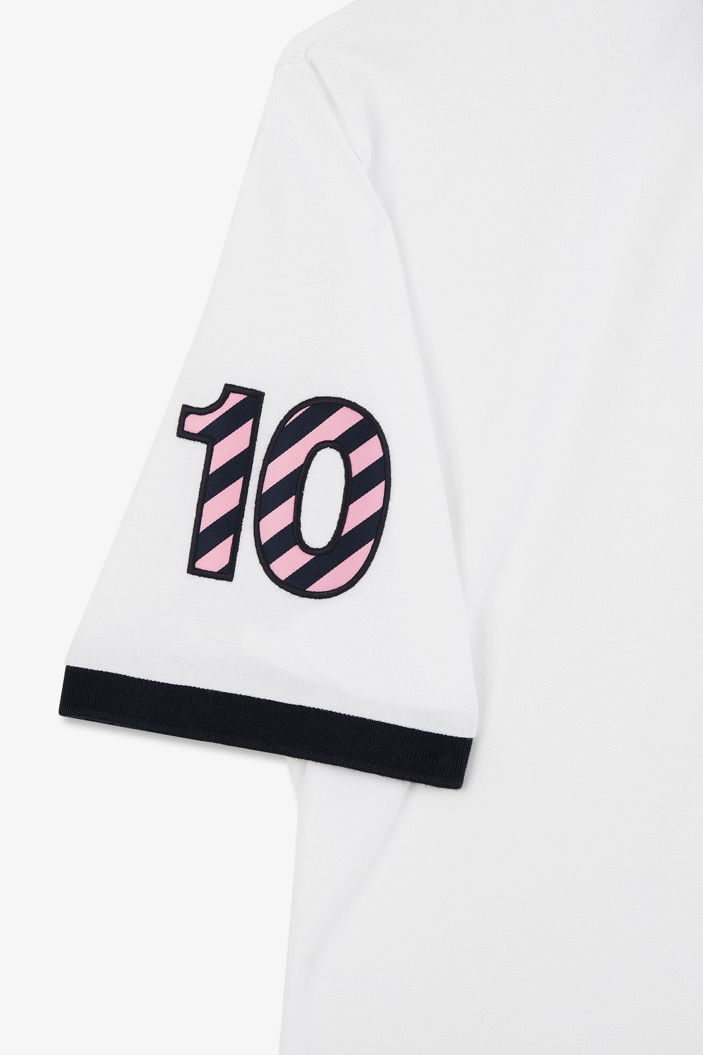 White short-sleeved polo shirt number 10