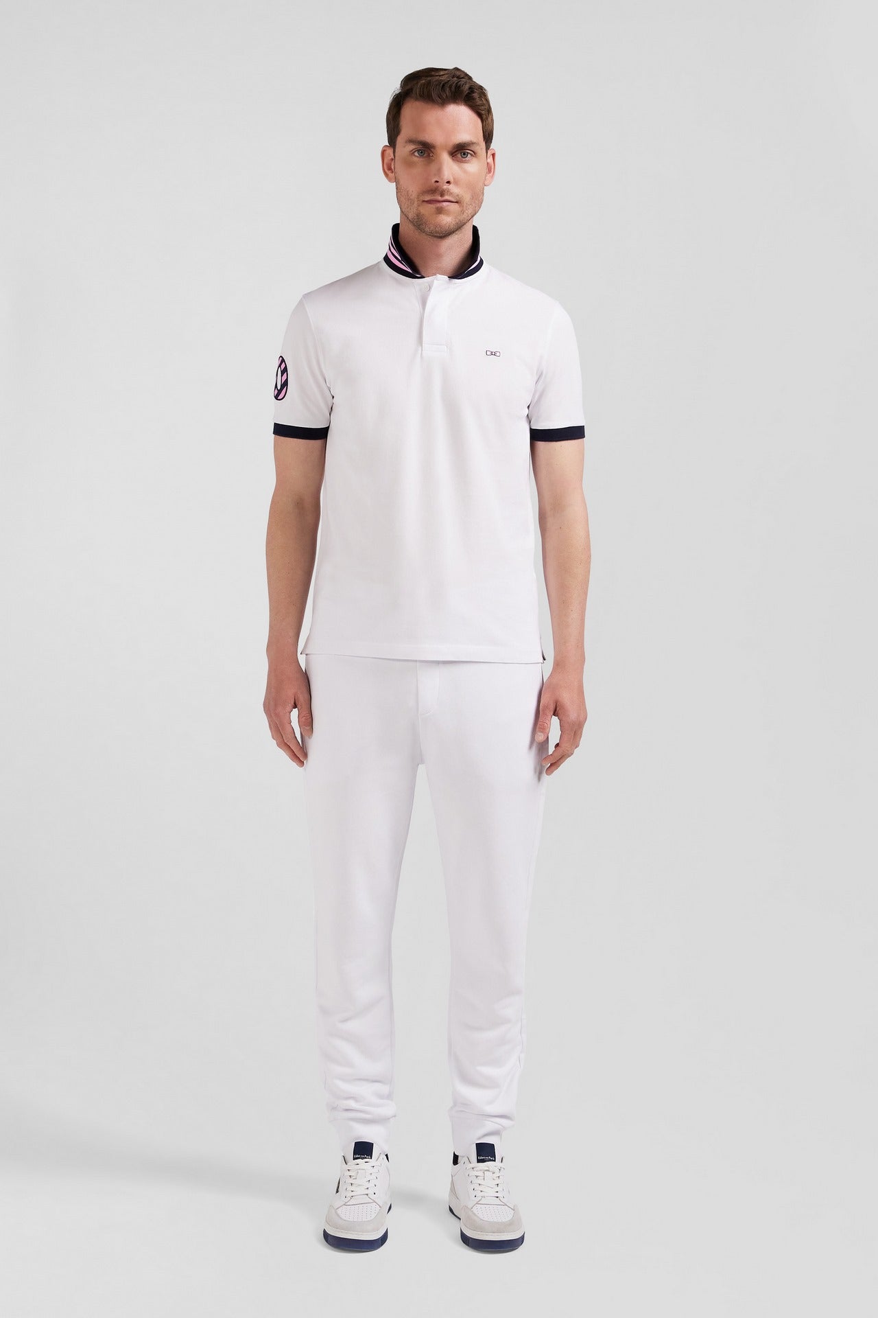 White short-sleeved polo shirt number 10