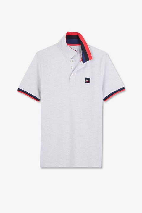 Polo gris à détails tricolores - Image 2
