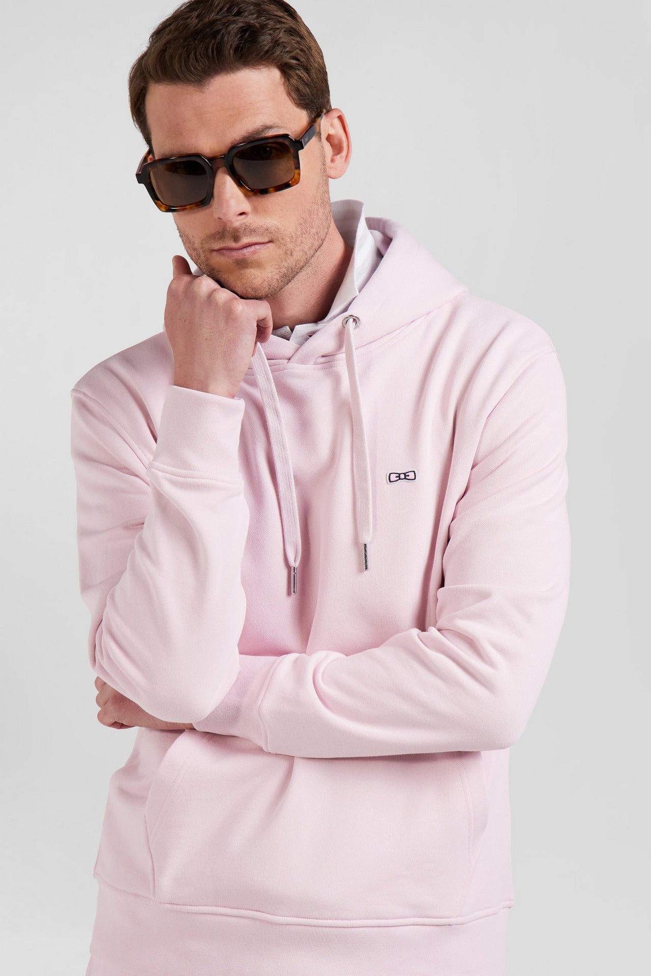 Sweat rose à capuche