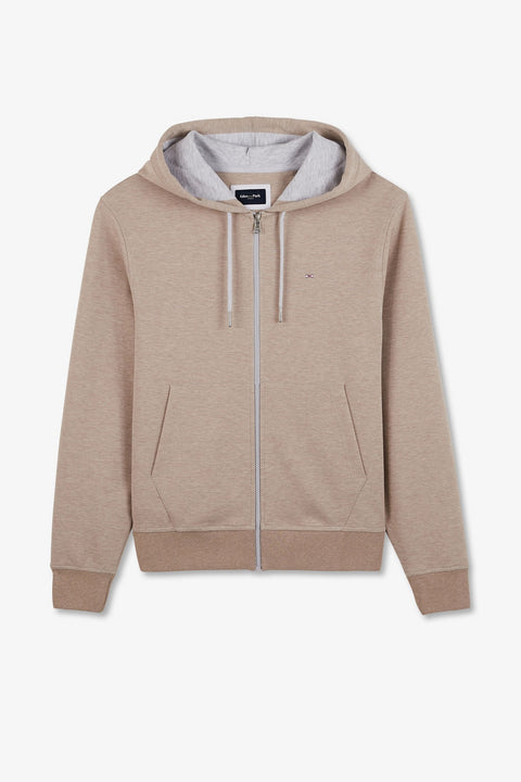Sweat zippé à capuche beige - Image 2