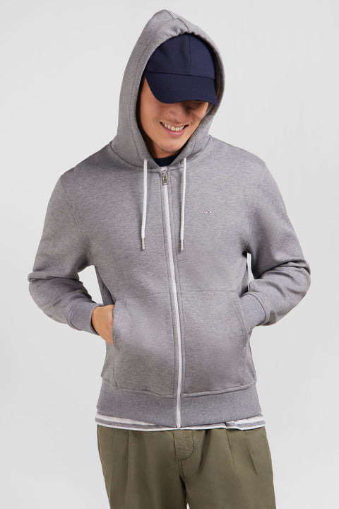 Sweat zippé à capuche gris foncé - Image 3