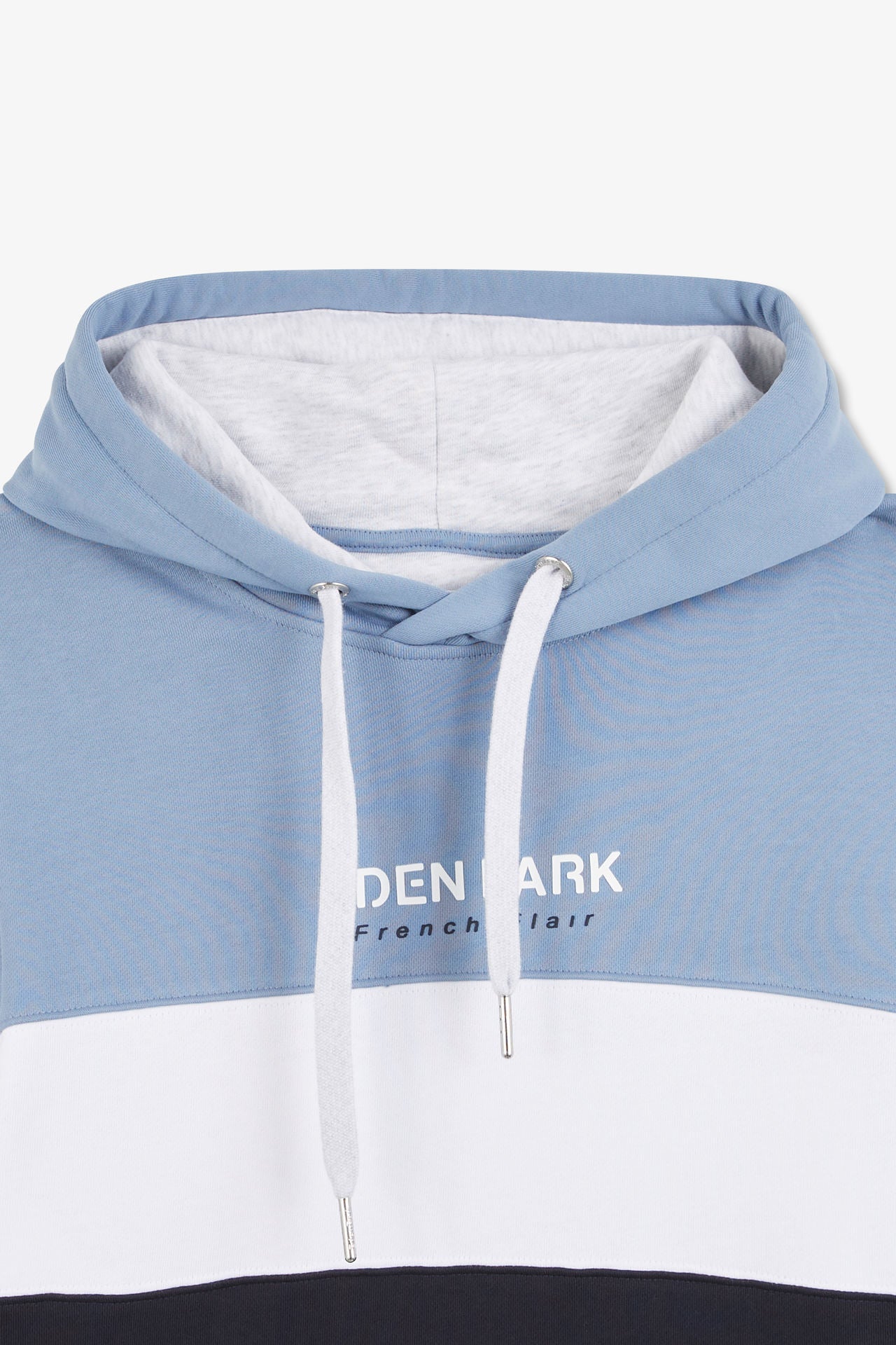 Blue colour-block hooded sweatshirt