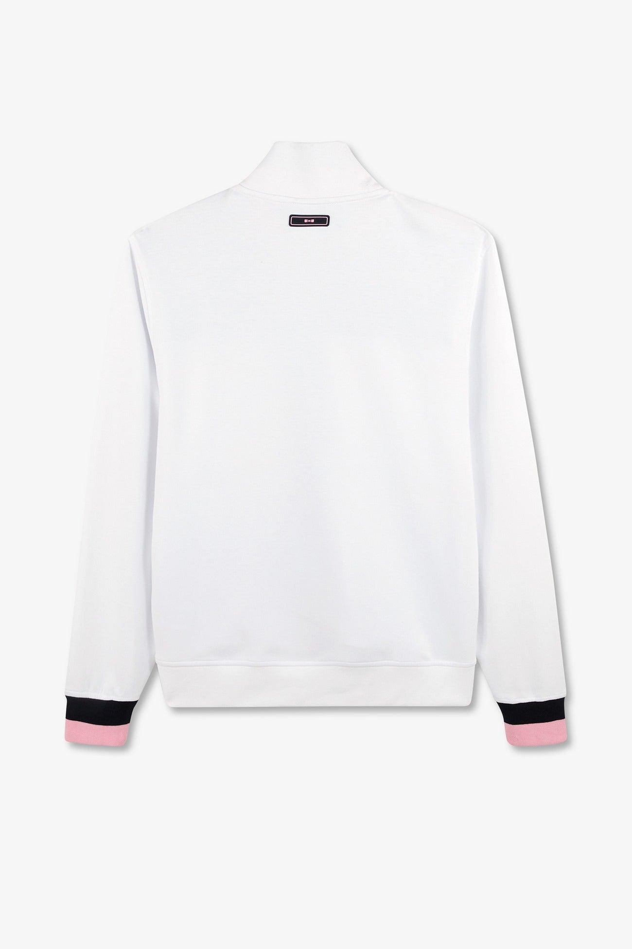 Sweatshirt zippé en coton mélangé blanc inserts matelassés