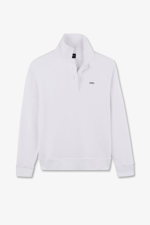 Sweatshirt blanc col polo en coton - Image 2