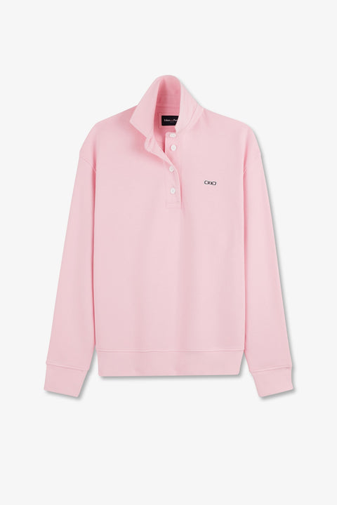 Sweatshirt rose col polo en coton - Image 2