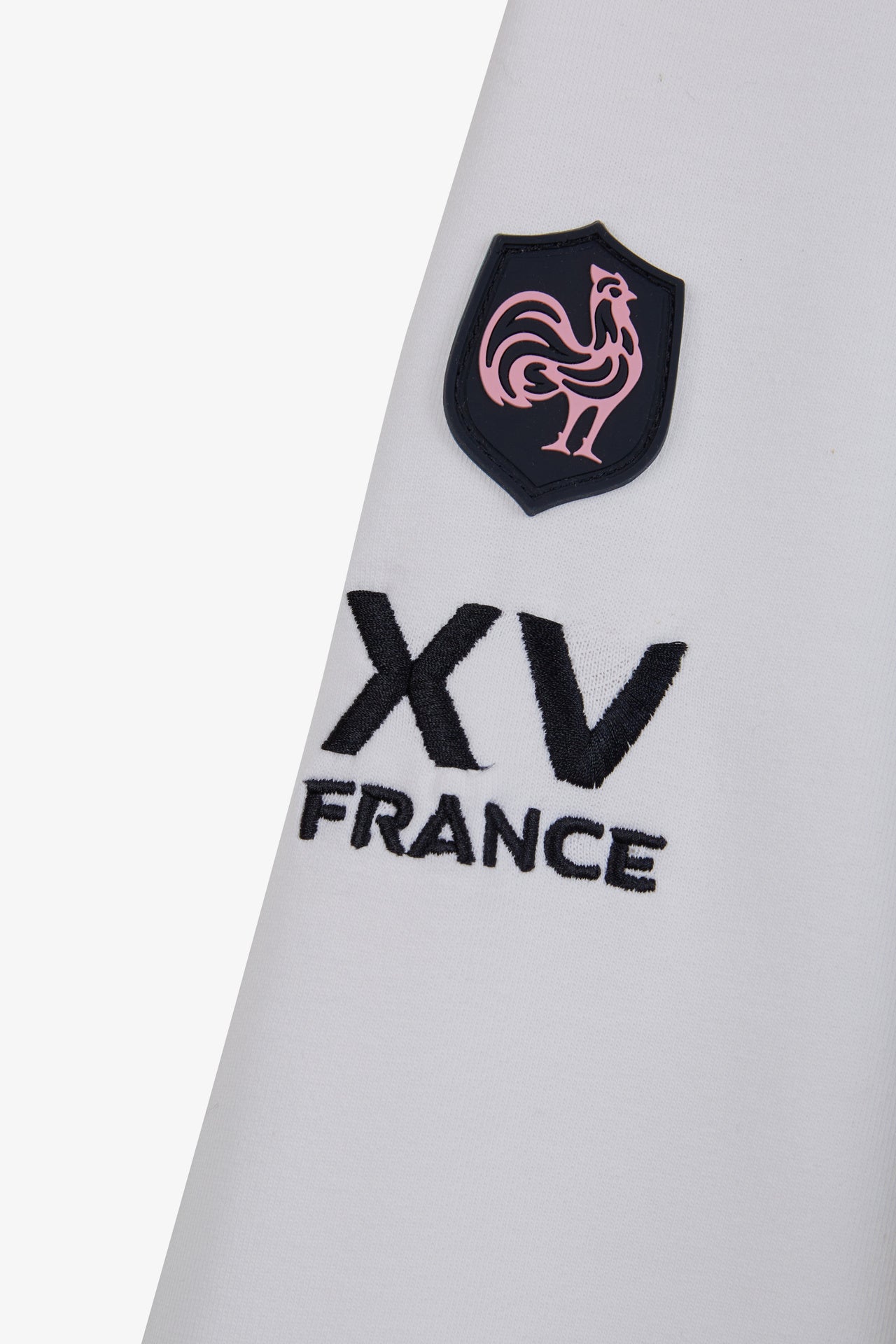 Sweat blanc zippé colorblock bimatière XV de France