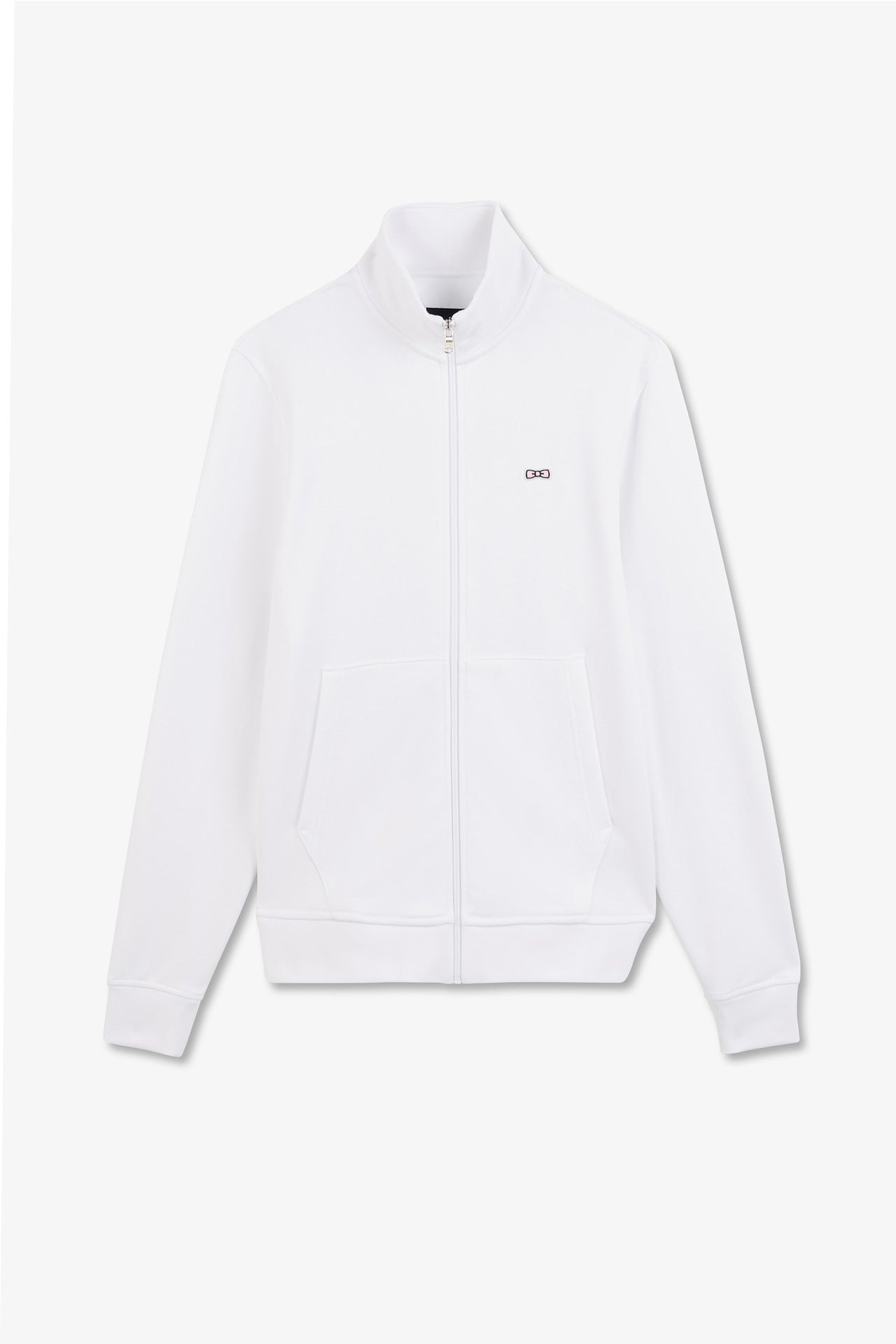 Sweat blanc zippé à col montant