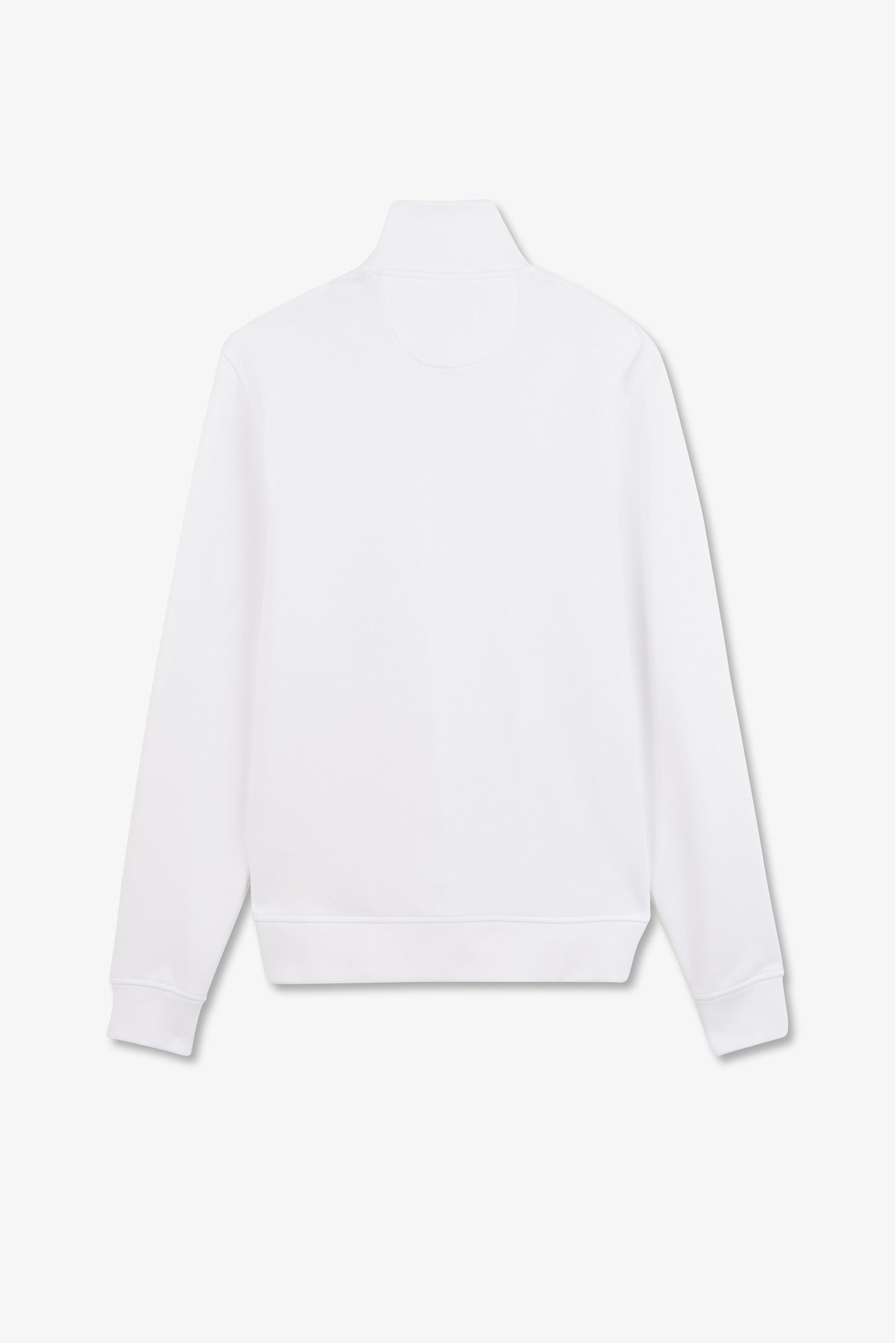 Sweat blanc zippé à col montant