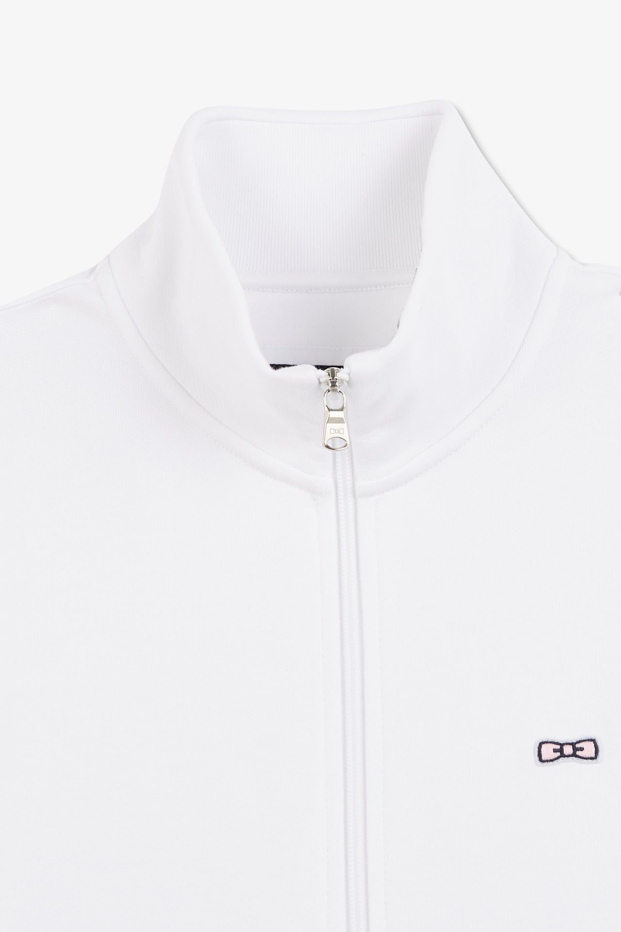 Sweat blanc zippé à col montant