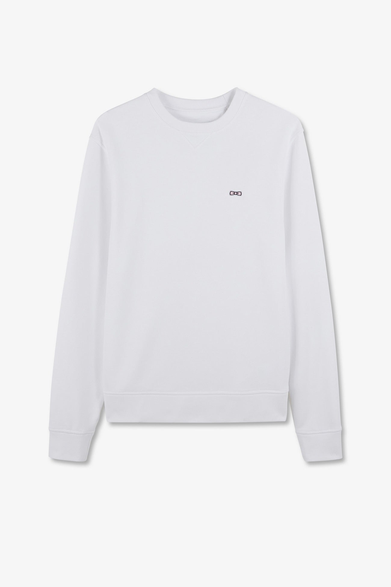 Sweatshirt à col rond en molleton blanc emblème nœud papillon