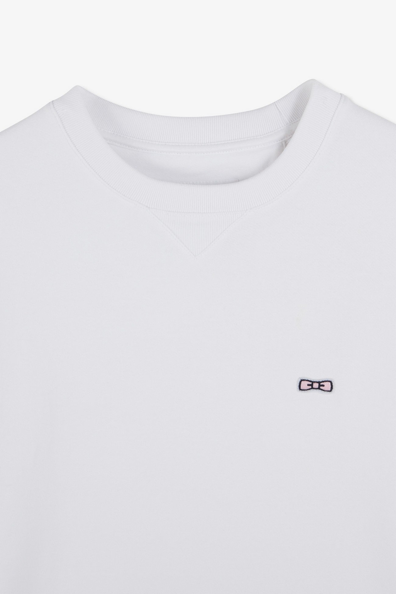 Sweatshirt à col rond en molleton blanc emblème nœud papillon