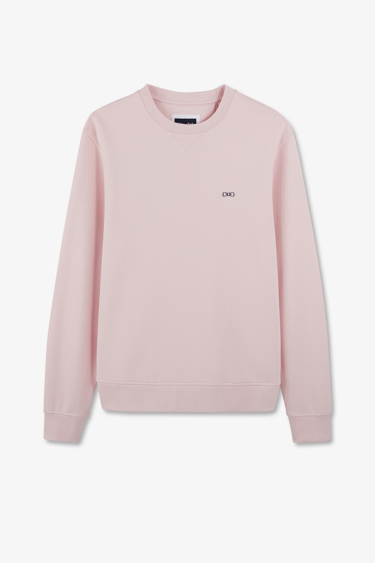 Sweatshirt à col rond en molleton rose emblème nœud papillon