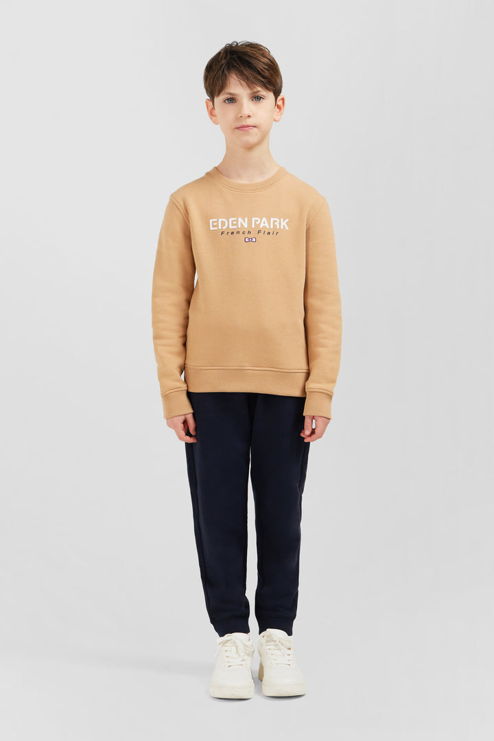 Sweatshirt col rond French Flair beige en molleton coton