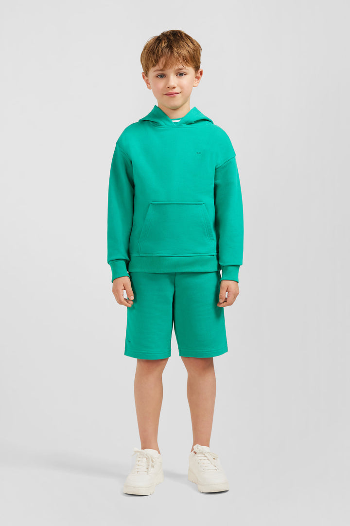 Sweatshirt à capuche sérigraphiée vert en molleton