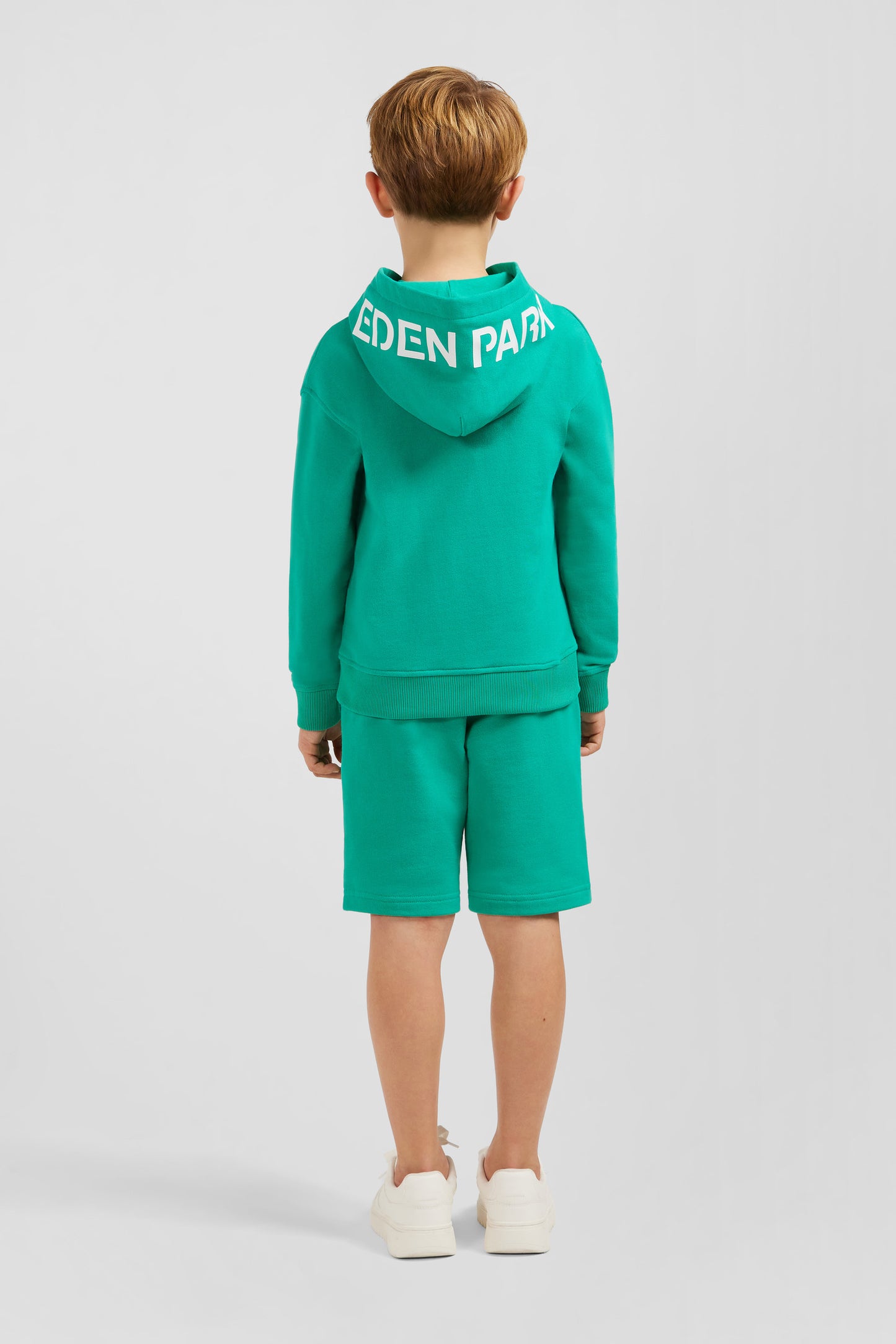 Sweatshirt à capuche sérigraphiée vert en molleton