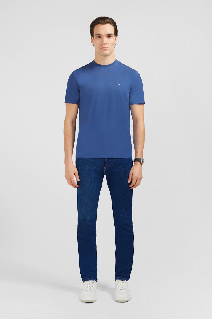T-shirt manches courtes bleu uni