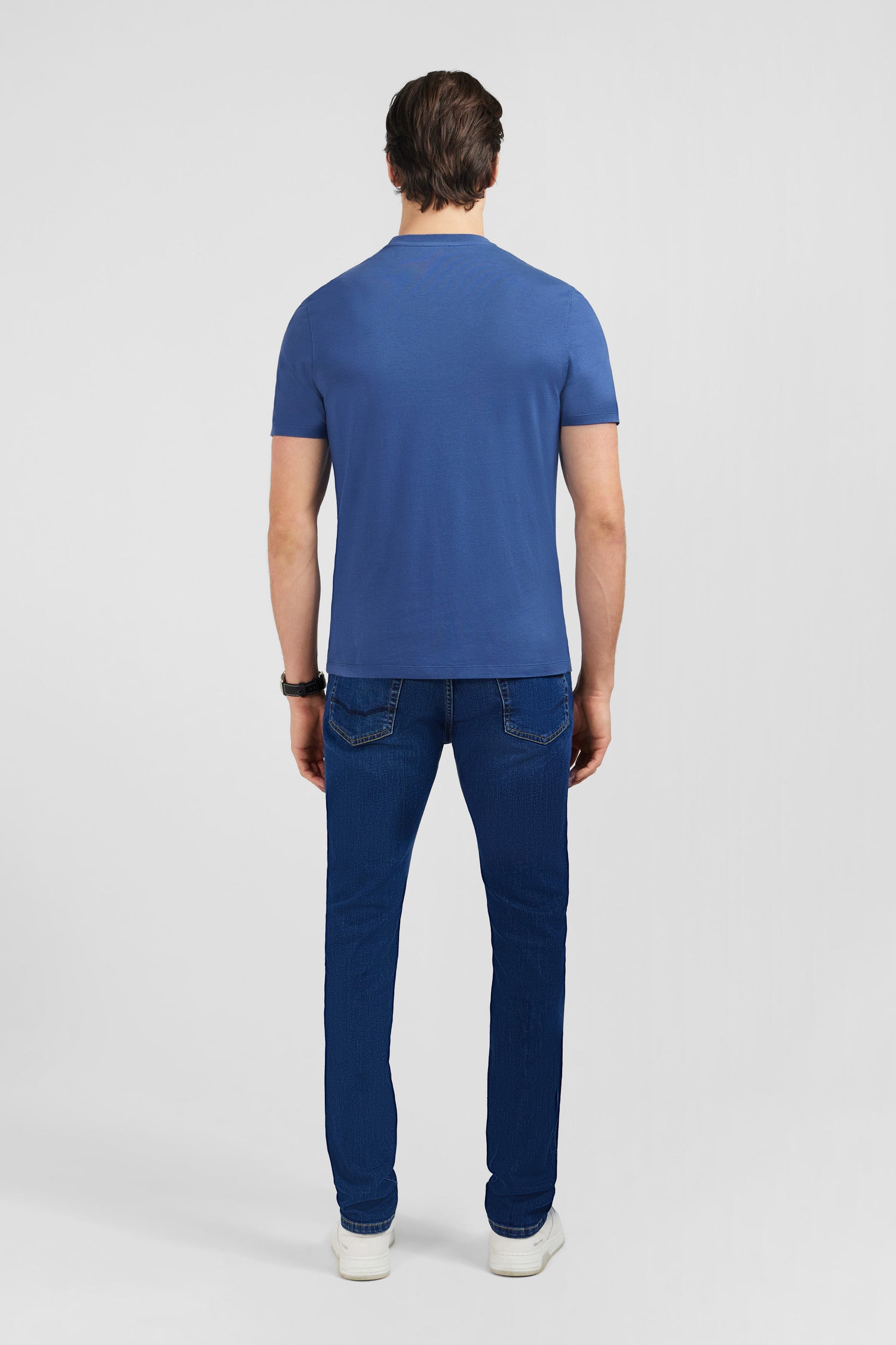 T-shirt manches courtes bleu uni