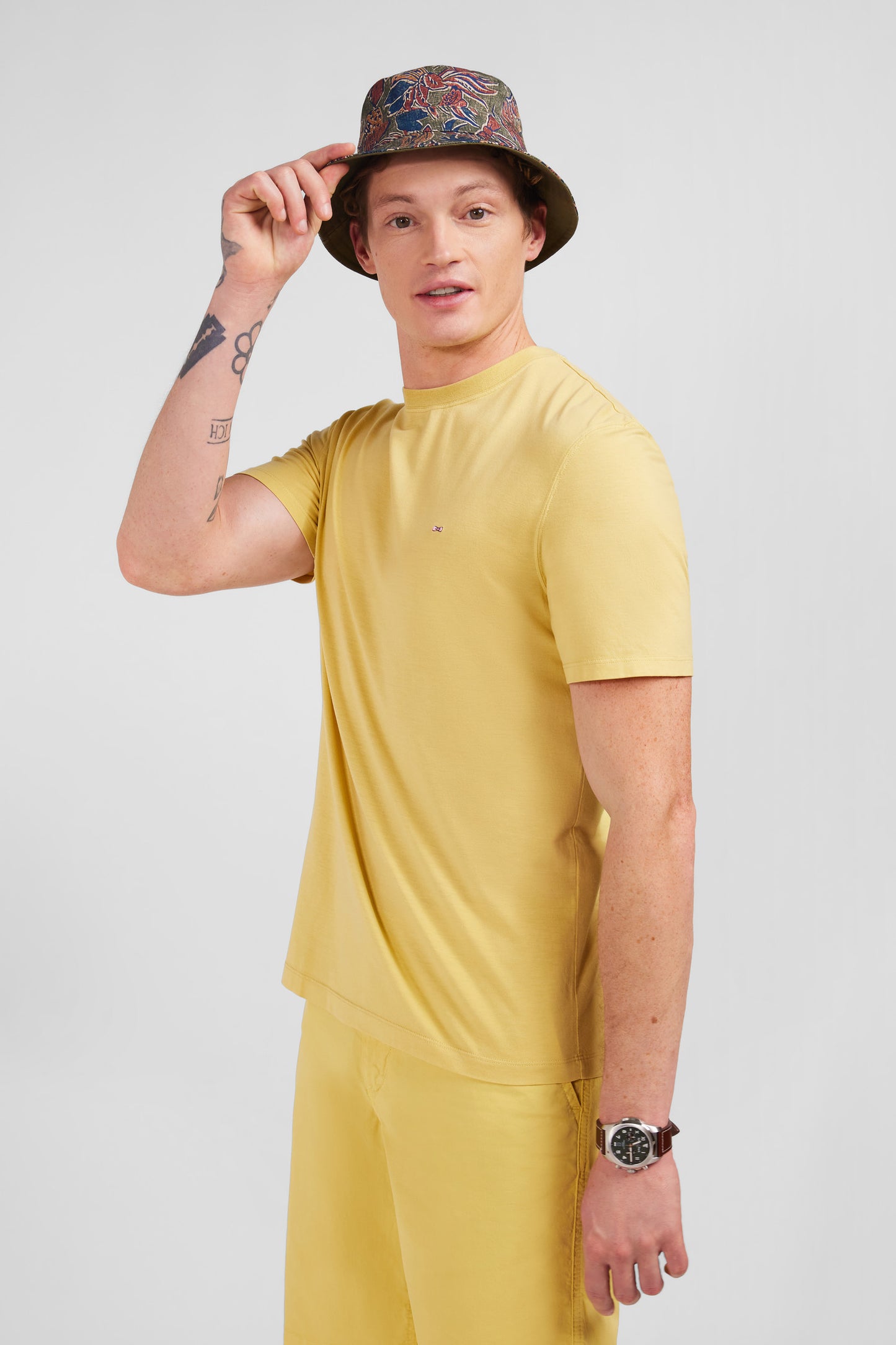 T-shirt manches courtes jaune uni
