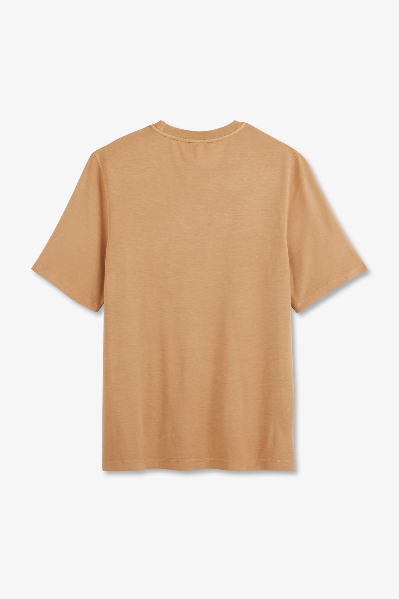 T-shirt beige uni à manches courtes