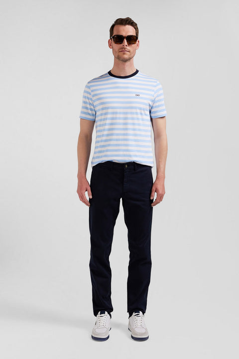 T-shirt manches courtes rayé bleu en coton Pima - Image 1