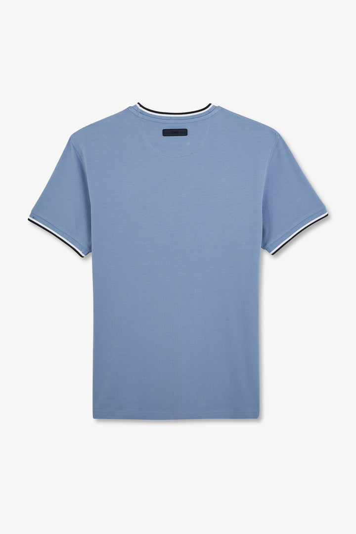T-shirt bleu uni à manches courtes