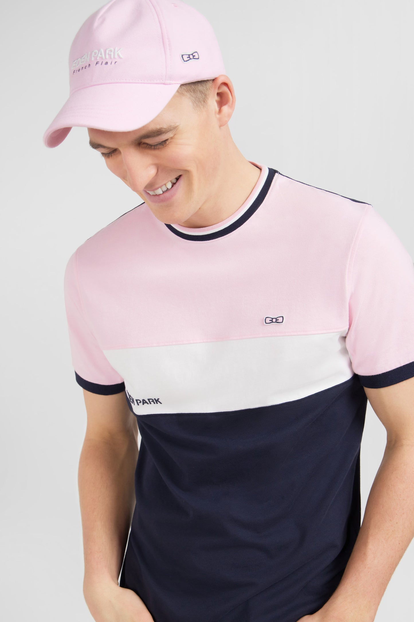 T-shirt rose colorblock à manches courtes