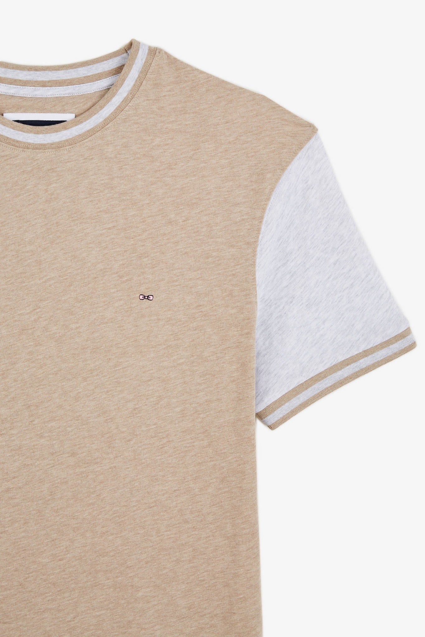 T-shirt manches courtes beige colorblock