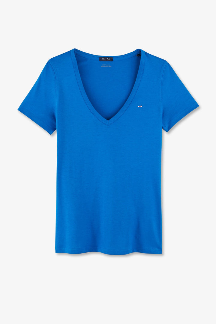 T-shirt manches courtes bleu en coton Pima