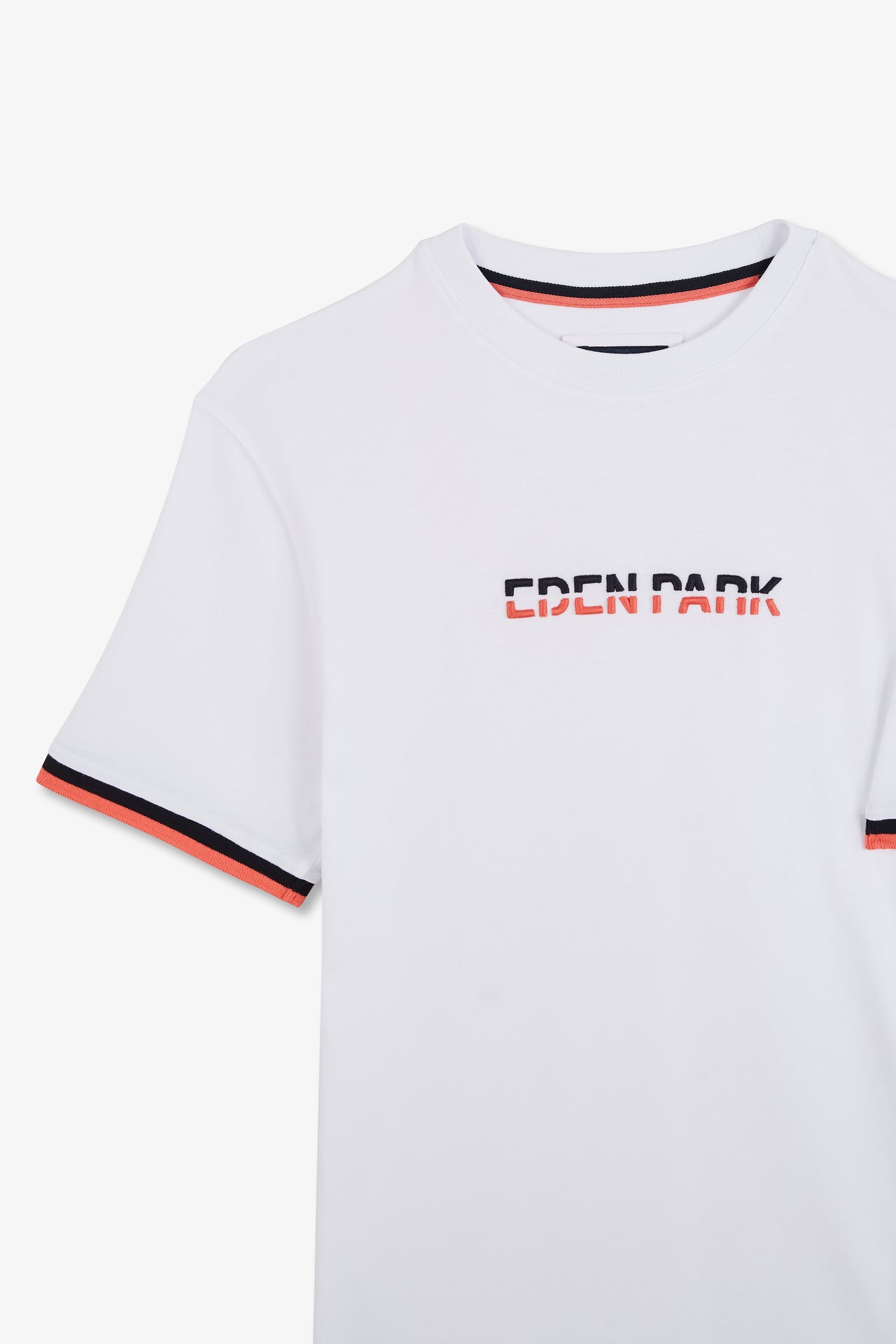 T-shirt blanc à broderie Eden Park bicolore
