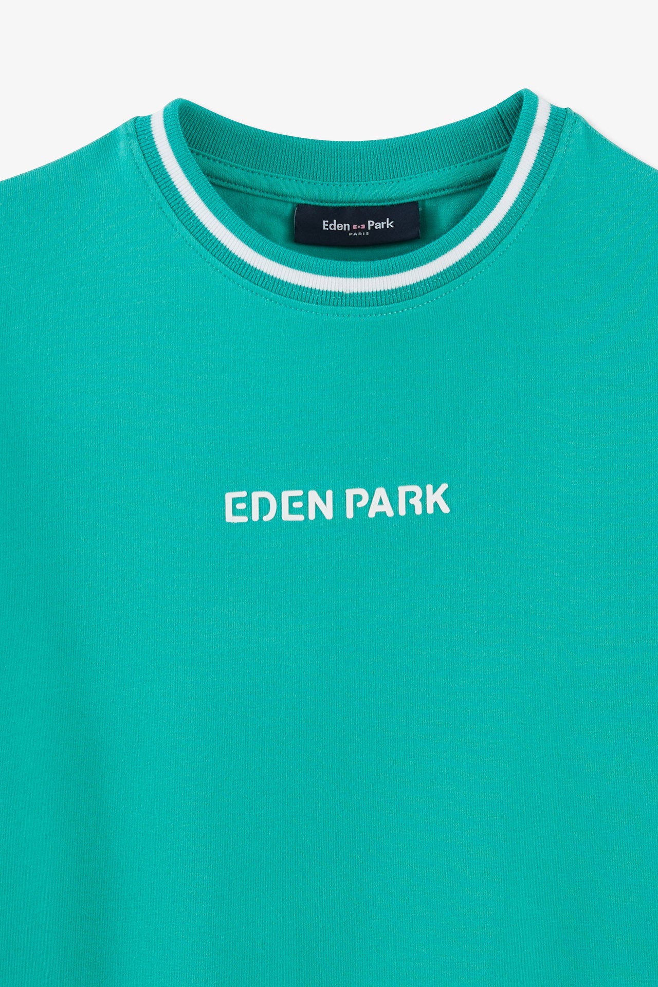 T-shirt col rond rayé Eden Park vert en coton stretch