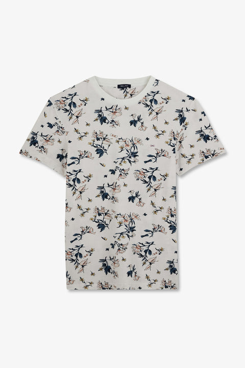 White short-sleeved T-shirt with leaf print - Image 2