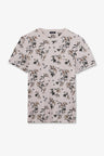 Pink short-sleeved T-shirt with leaf print