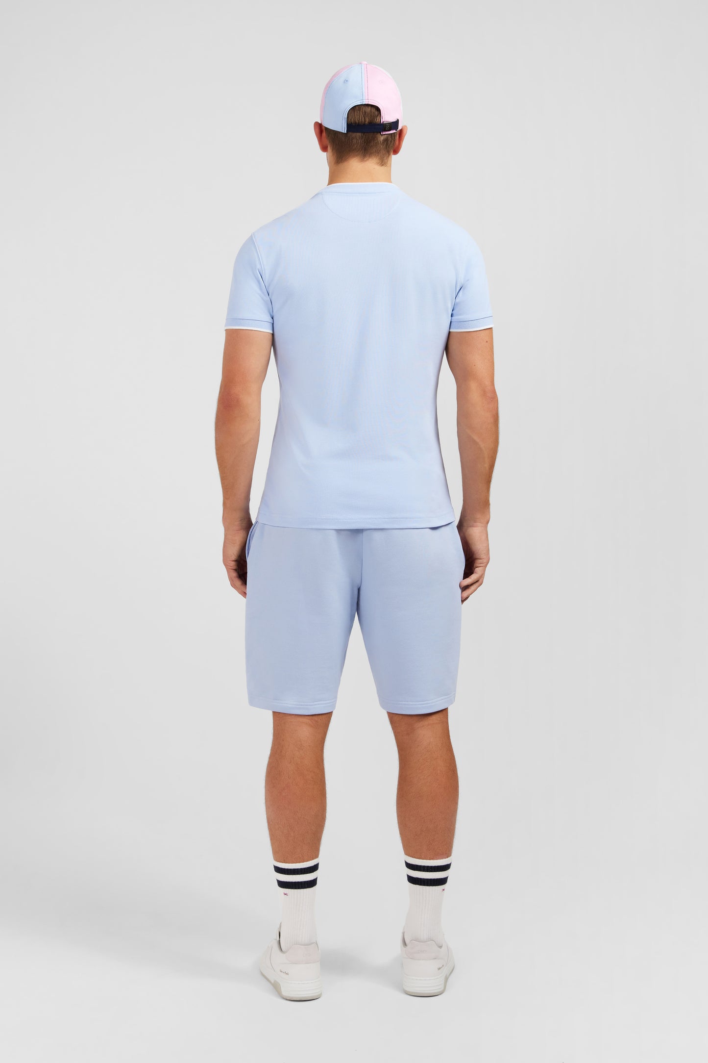 T-shirt manches courtes uni ciel en coton stretch