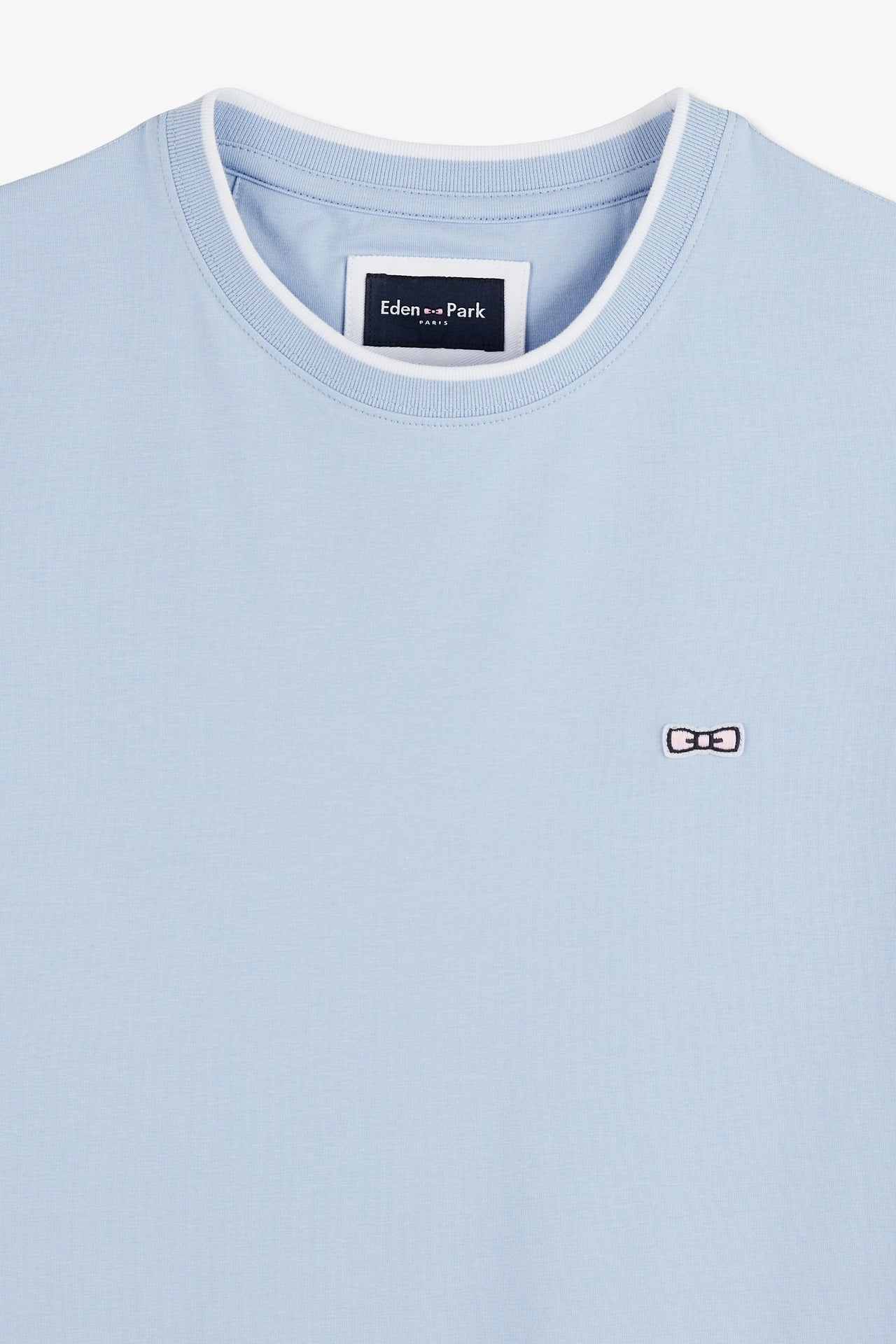 T-shirt manches courtes uni ciel en coton stretch