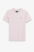 T-shirt manches courtes uni rose en coton stretch