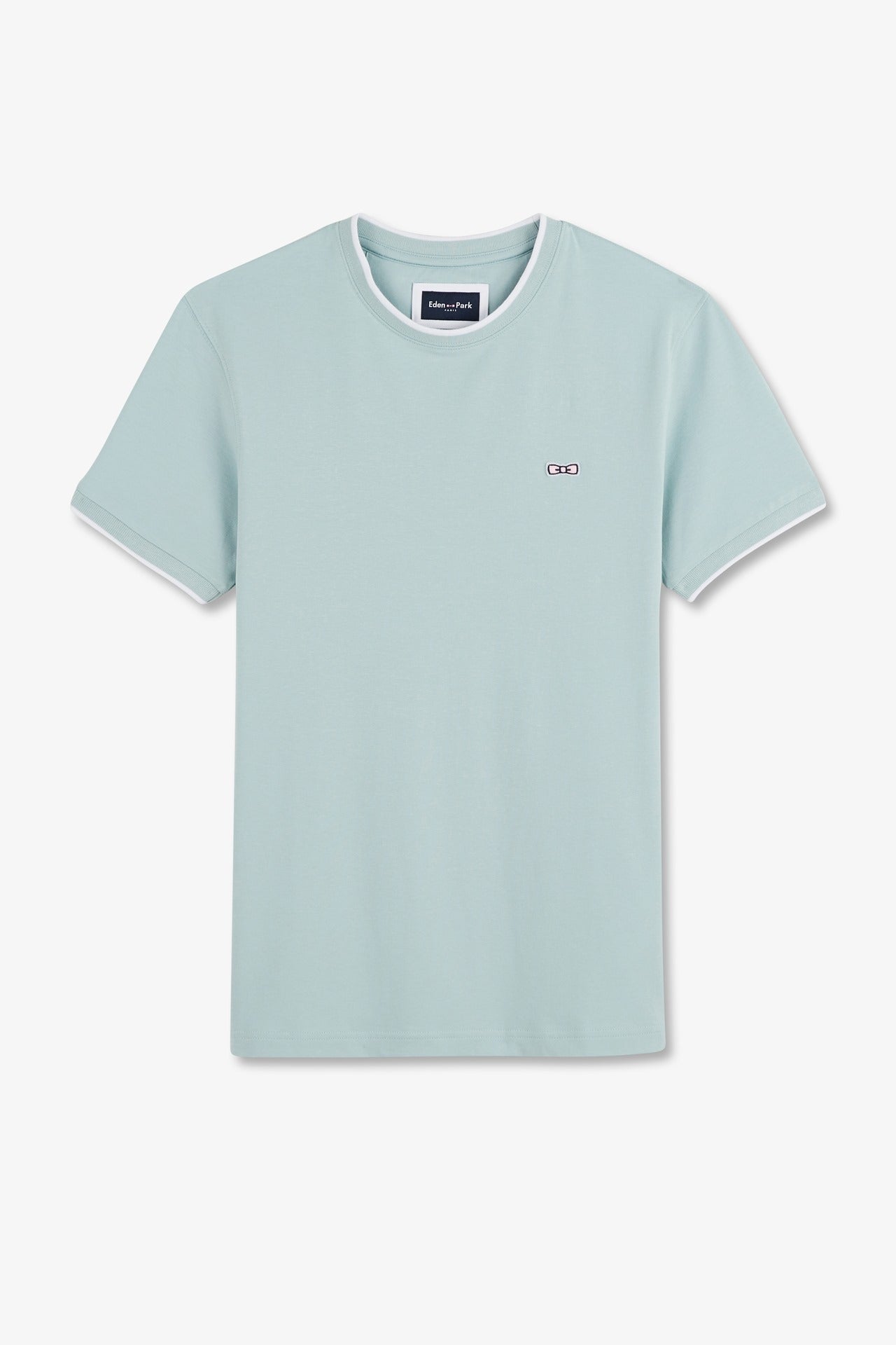 T-shirt manches courtes uni vert en coton stretch