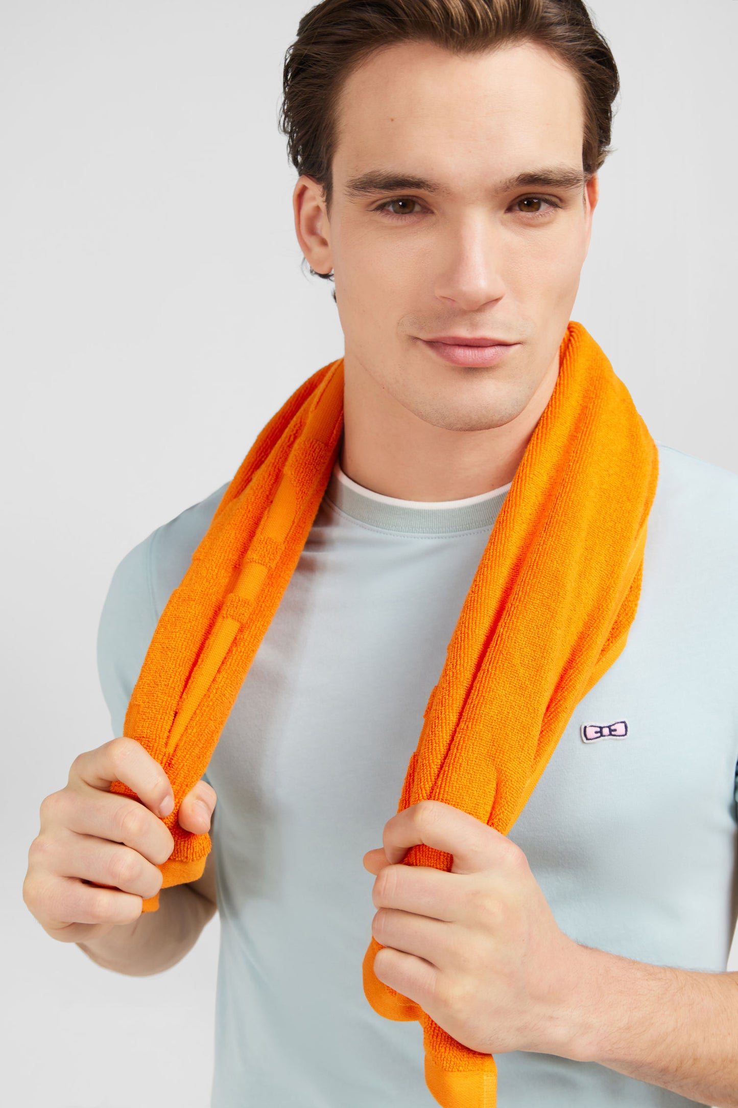 T-shirt manches courtes uni vert en coton stretch