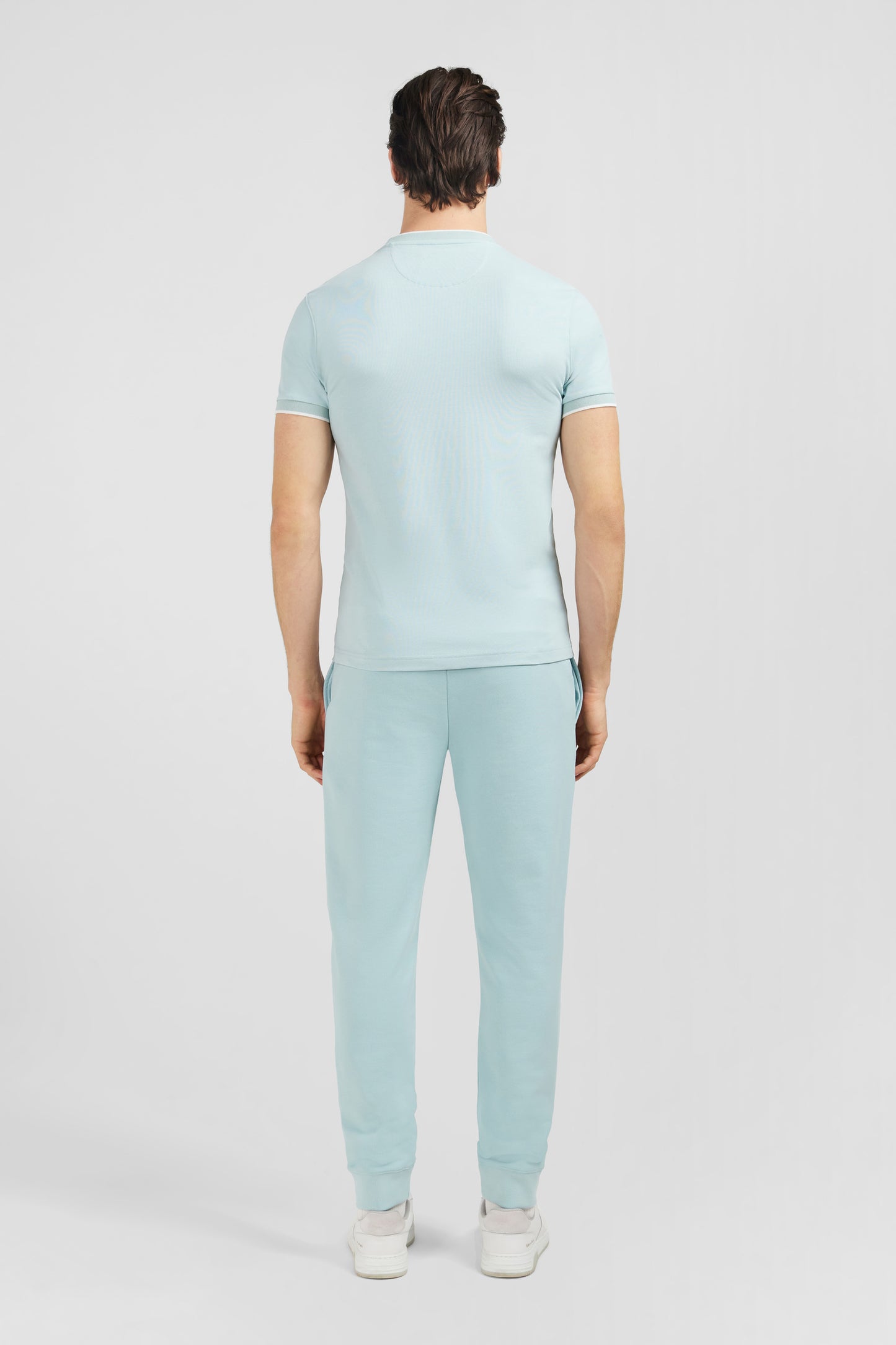 T-shirt manches courtes uni vert en coton stretch