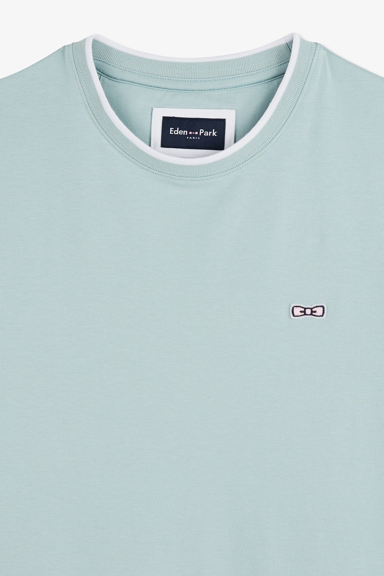 T-shirt manches courtes uni vert en coton stretch