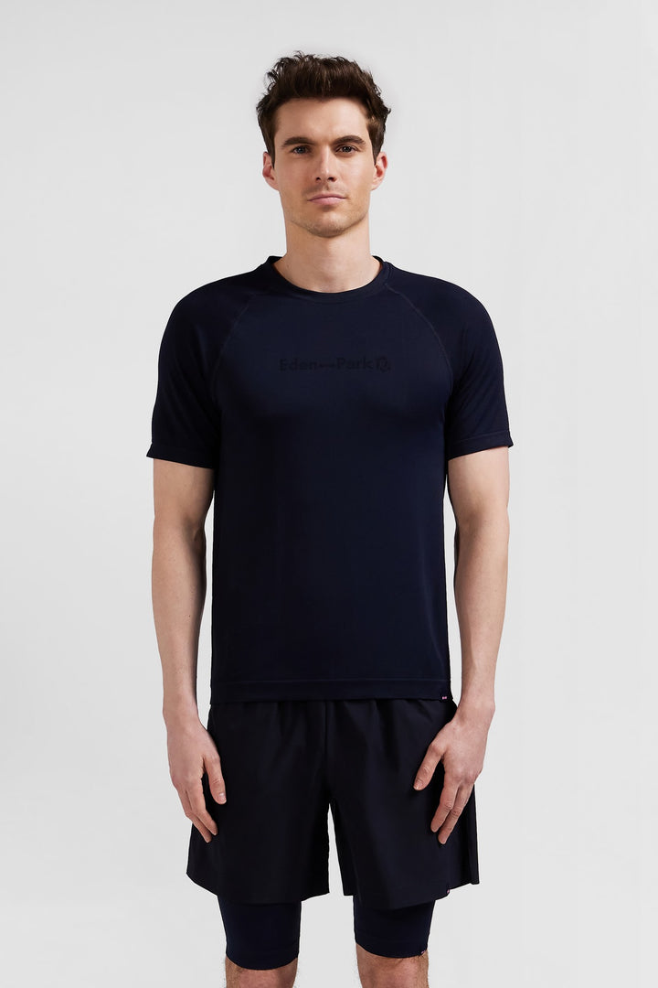 T-shirt de sport manches courtes à détails cerclés bleu marine