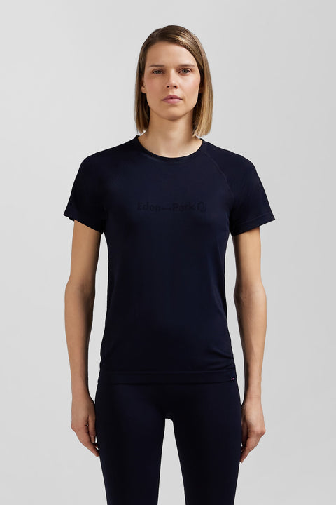 T-shirt de sport manches courtes à détails cerclés bleu marine - Image 1