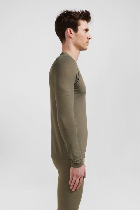 T-shirt de sport manches longues à détails cerclés kaki - Image 3
